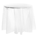 Clear round disposable plastic tablecloth, 84", waterproof and durable, great for hassle-free cleanup at parties
