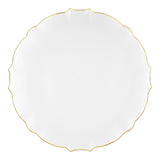 Clear round plastic plates with a luxurious gold lotus rim, 10.25-inch diameter