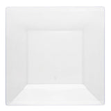 Clear square plastic dinner plates, 9.5-inch size, pack of 120, ideal for main courses