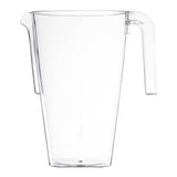 Clear square plastic disposable pitchers with a 52 oz capacity, perfect for serving beverages at events