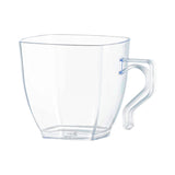 Clear square plastic mini coffee and tea cups, 2 oz. capacity, case of 240, perfect for espresso shots, tastings, and small servings