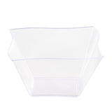 Clear wave plastic soup bowls, 14 oz capacity, durable and lightweight