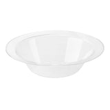 Crystal-clear mini bowl serving beans with red peppers and onions at buffet or event setup
