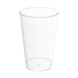 Crystal clear plastic disposable party cups, 14 oz capacity, durable and lightweight, perfect for serving beverages at events