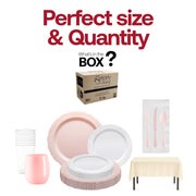Cupid’s Favorite Dinnerware Set is BPA-free and recyclable, combining beauty with sustainability for any celebration