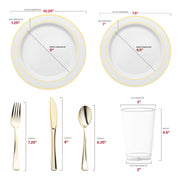 Designed with BPA-free, recyclable plastic, the White with Gold Edge Rim Wedding Set ensures elegant and eco-friendly dining