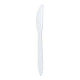 Durable White Medium Weight Plastic Knives offer a clean, practical solution for disposable table settings