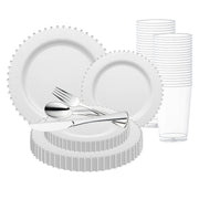 Elegant and refined, the White with Silver Pearl String Wedding Dinnerware Set brings a timeless touch to wedding celebrations