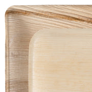 Enhance your dining experience with this eco-friendly Square Palm Leaf Disposable Dinnerware Set, featuring a unique square design