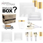 Expertly crafted from BPA-free, recyclable materials, the Clear Square Disposable Tableware Set ensures sustainable luxury dining