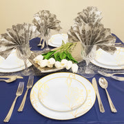 Guests were served main courses on 10.25" plates featuring delicate vintage gold detailing.