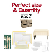 Hunter green napkins adding a rich pop of color to gold-accented wedding place settings.