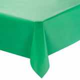 Hunter green rectangular disposable plastic tablecloth measuring 54 x 108 inches, perfect for parties, events, and gatherings, sold in a 96-pack.