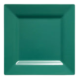 Hunter green square plastic dinner plates, 9.5-inch diameter