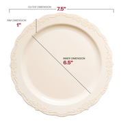 Ivory Vintage Round Disposable Plastic Appetizer/Salad Plates (7.5") Dimension | Smarty Had A Party