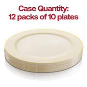 Ivory with Gold Edge Rim Plastic Dinner Plates (10.25") Quantity | Smarty Had A Party