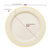 Ivory with Gold Edge Rim Plastic Plates Dinnerware Value Set Dimension | Smarty Had A Party