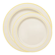 Ivory with Gold Edge Rim Plastic Plates Dinnerware Value Set Secondary | Smarty Had A Party