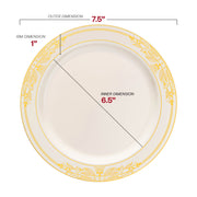 Ivory with Gold Harmony Rim Plastic Dinnerware Value Set Dimension | Smarty Had A Party