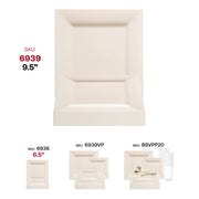 Ivory square plastic plates, 9.5-inch diameter, durable and disposable, perfect for elegant dining