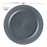 Matte Charcoal Gray Round Disposable Plastic Dinner Plates (10") Dimension | Smarty Had A Party