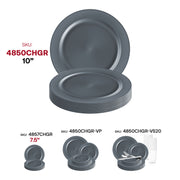 Matte Charcoal Gray Round Disposable Plastic Dinner Plates (10") SKU | Smarty Had A Party