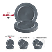 Matte Charcoal Gray Round Disposable Plastic Appetizer/Salad Plates (7.5") SKU | Smarty Had A Party