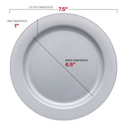 Matte Steel Gray Round Disposable Plastic Appetizer/Salad Plates (7.5") Dimension | Smarty Had A Party