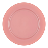 Matte fuchsia round plastic appetizer plate, 7.5-inch diameter, disposable design