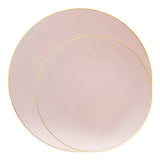 Organic Round Design Plastic Dinnerware with a Stylish Pink and Gold Color Scheme