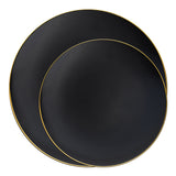 Organic Round Plastic Dinnerware Set with a Stunning Gold Edge Design