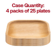 Pack of 100 5-inch square disposable pastry plates, crafted from eco-friendly palm leaf for a natural look