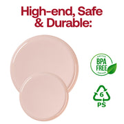 Pink Flat Round Disposable Plastic Appetizer/Salad Plates (8.5") BPA | Smarty Had A Party