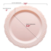 Pink Vintage Round Disposable Plastic Appetizer/Salad Plates (7.5") Dimension | Smarty Had A Party