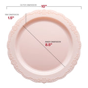 Pink Vintage Round Disposable Plastic Dinner Plates (10") Dimension | Smarty Had A Party