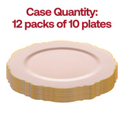 Pink with Gold Rim Round Blossom Disposable Plastic Appetizer/Salad Plates (7.5") Quantity | Smarty Had A Party