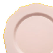 Pink with Gold Rim Round Blossom Disposable Plastic Dinner Plates (10.25") | Smarty Had A Party