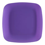 Purple flat rounded square disposable plastic buffet plates, 8.5-inch diameter, 120-pack for parties or events