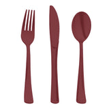 Red Disposable Plastic Party Cutlery Set offers festive color with all-in-one convenience