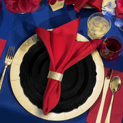 Refined party setup highlighting the bold and elegant look of the Black Vintage Rim Round Disposable Plastic Wedding Value Set