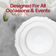SKU 4840WH-VS60box displaying complete set: dinner plates, appetizer plates, forks, knives, spoons, bowls, and 3.75-inch cups