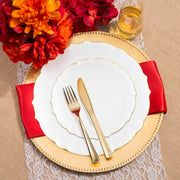 SKU 8840VS20 shown with labeled plates, cups, and gold cutlery from the Clear with Gold Rim Round Lotus collection