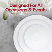SKU 930W-VS60box displaying full box contents: dinner plates, appetizer plates, bowls, forks, knives, spoons, and elegant cups