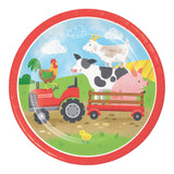 Farm Animals Round Disposable Paper Dessert Plates (7")