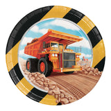 Big Dig Construction Round Disposable Paper Dessert Plates (7")