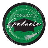 School Spirit Emerald Green Graduation Dinner Paper Plates (9")