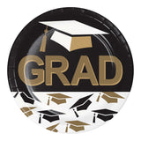 Graceful Grad Round Disposable Paper Dessert Plates (7")