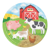 Farm Animals Round Disposable Paper Dinner Plates (9")