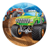 Monster Truck Rally Round Disposable Paper Dessert Plates (7")