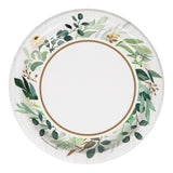 Eucalyptus Greens Round Disposable Paper Dessert Plates (7")